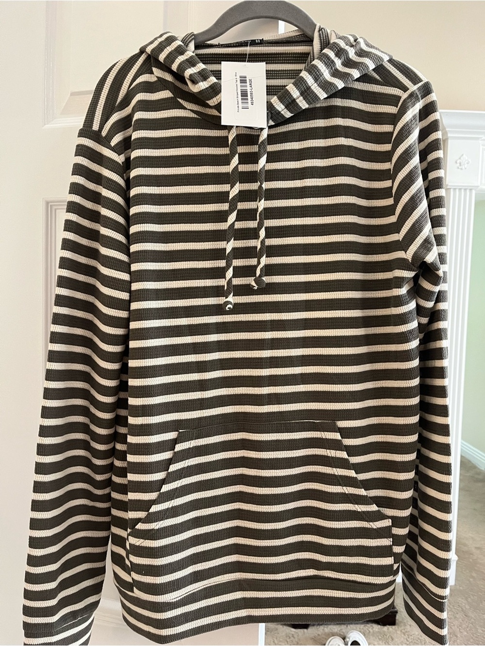 Staccato Olive & Cream Striped Hoodie Sweater